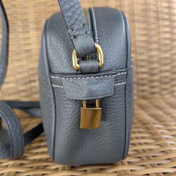 J. Crew Signet Gray Pebbled Leather Crossbody Shoulder Bag Lock & Key NWT - Picture 7 of 16